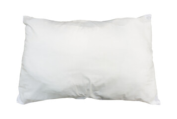 White pillow in hotel or resort room isolated on white background with clipping path in png file format Concept of confortable and happy sleep in daily life