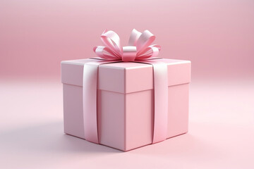 Obraz premium pink gift box with ribbon
