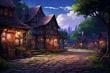 Fototapeta premium Hidden Elf Village in different world