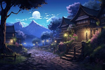 Obraz premium Hidden Elf Village in different world