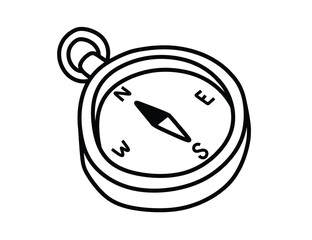Doodle compass icon. hand drawn compass vector icon on white background.