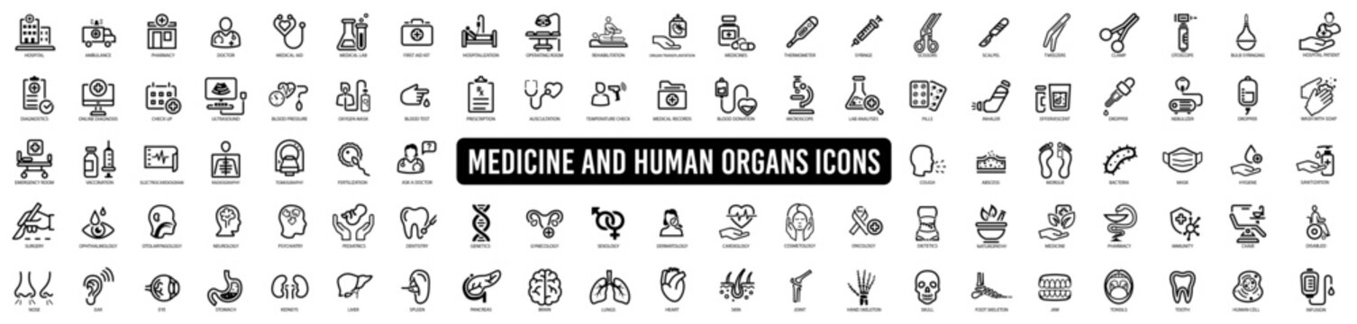 Medical. Medicine organs icon vector set
