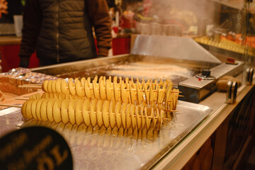 Dusselldorf, Germany - December 13, 2022: different types of christmas goodies at Christmas market in Dusselldorf, Germany.