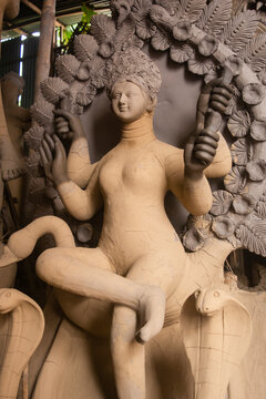 Sculpture of Durga maa in making for Durga puja at Jorhat, Assam.