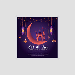eid al fitr Islamic social media template design. islamic traditional vector design.