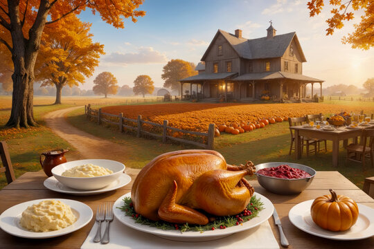 Country Elegance, Thanksgiving on the Farm Stock Pics, AI Generated