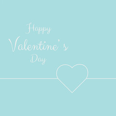 Love concept. Happy Valentine's day poster. White outline heart blue background