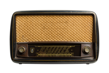 Antique radio isolated on transparent background, PNG image.