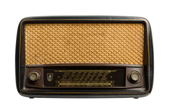 Antique radio isolated on transparent background, PNG image.