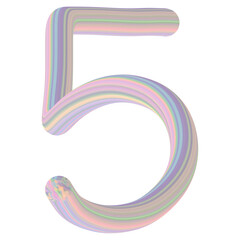 3D number 5 five lettering font decoration pastel rope  illustration for kids