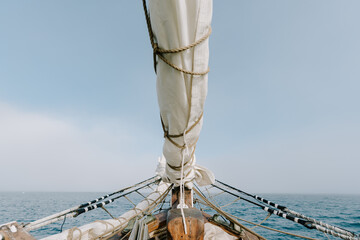 Rigging on a schooner at sea