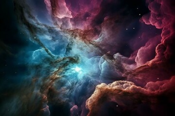 Naklejka na ściany i meble Astounding deep-space nebula unveils celestial beauty. Generative AI
