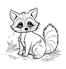 Raccoon coloring page  for kids - coloring book