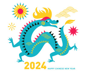 Chinese Happy New Year 2024. Year of the Dragon. Symbol of New Year.