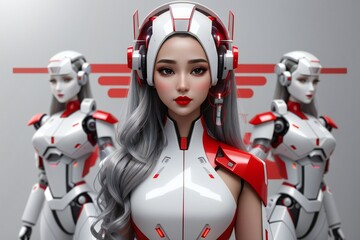 Super beautiful Girl Ai robot, technology concept - obrazy, fototapety, plakaty