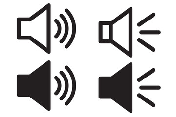 Set of sound icons with different signal levels in a flat style. Vector illustration isolated on white. Speaker icon illustration. Volume icon. vector eps 10.