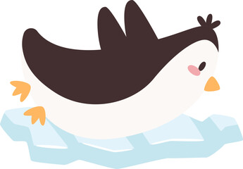 Penguin Riding On Ice