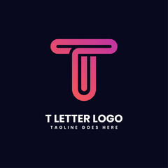 pink gradients letter t logo design idea vector image