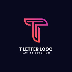 pink gradients letter t logo design idea vector image