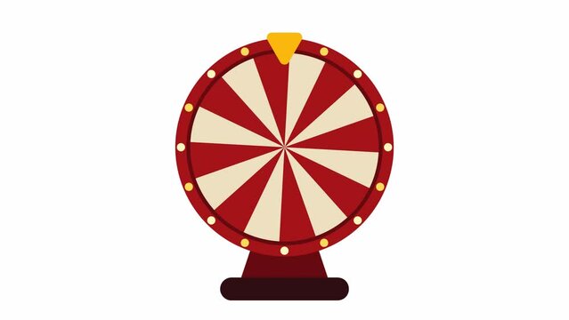 Spinning wheel of fortune. 2D animation video. Motion graphics with alpha channel.