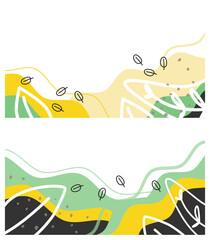 Doodle Floral Banner. Hand drawn illustrations. Abstract elements backgrounds