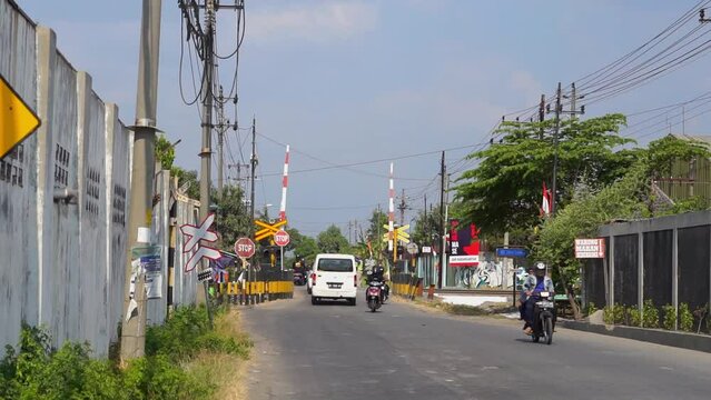 Solo, Indonesia - September 11, 2023: the condition of the busy streets of the city of Solo is smooth