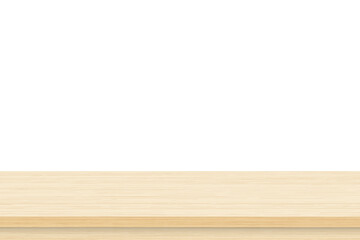Wood table on white background