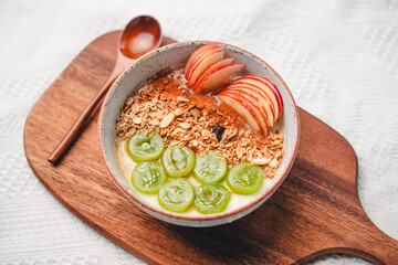 Yogurt Bowls with Granola Cinnamon Apple and Grape