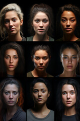 Obraz premium Portraits of beautiful woman with different facial expression