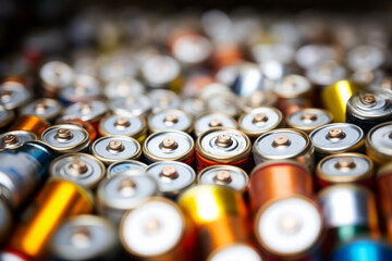 Batteries in a recycling facility - obrazy, fototapety, plakaty