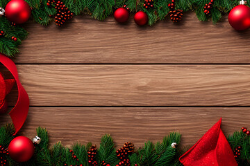 christmas decoration on wooden table