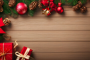 christmas decoration on wooden table