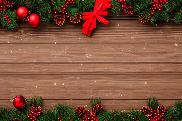 Christmas decorations on a wooden background