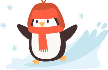 Penguin With Scarf And Hat