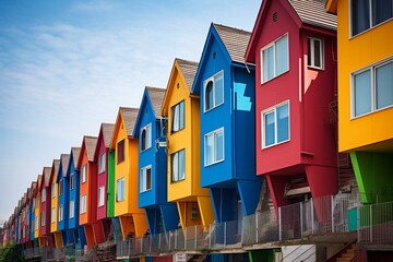 Fototapeta premium vibrant spectrum houses. Generative AI