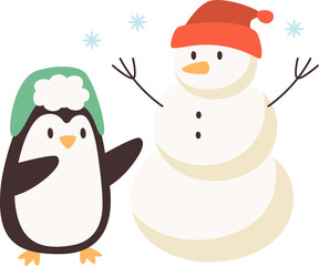 Penguin And Snowman