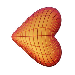 Orange Metallic 3D Heart