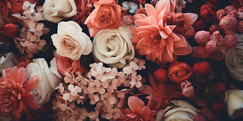 Valentine day background. Retro pink roses flower background 