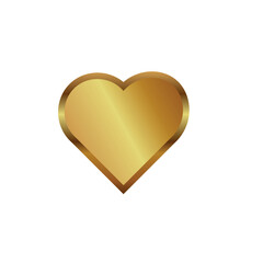 Realistic golden heart white background. Golden heart icon. Realistic 3d decor element star rating