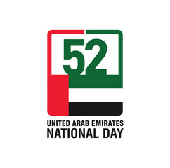 52 UAE national day. United Arab Emirates. 2 December 1971. Vector logo.