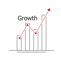 business chart with red arrow growth up diagram vector illustration 