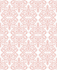 Classic seamless pattern. Damask pink and white orient ornament. Classic vintage background. Orient ornament for fabric, wallpapers and packaging