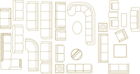 Vector sketch illustration architectural design Modular sofa diagram for home interior