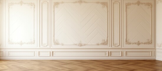 Beige wall and parquet flooring