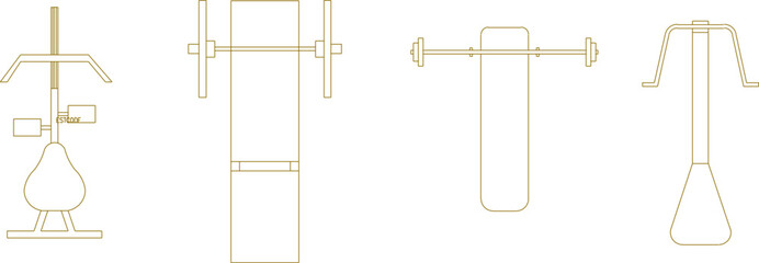 Vector sketch illustration of architectural design of health equipment for fitness