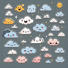 Obraz premium cute clouds Generative AI