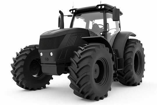 3D rendered black tractor on white background. Generative AI