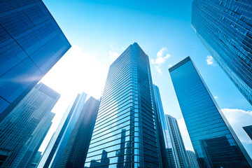 Fototapeta na wymiar View of corporate skyscrapers, sleek and modern downtown architecture