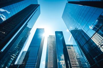 Fototapeta na wymiar View of corporate skyscrapers, sleek and modern downtown architecture