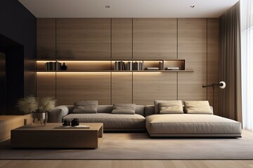 Modern, stylish room with minimal design. Generative AI